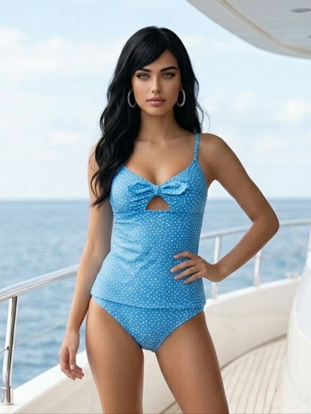 NWT Jessica Simpson Light Blue Polka Dot Swimwear -small